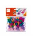 Apli Pack de 50 Pompones de Tacto Suave - Ideal para Manualidades Infantiles - Estimula la Creatividad - Colores Surtidos