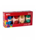 Apli Pack de 4 Rollos de Gomets Redondos Ø 45mm - Adhesivo Permanente - Hojas Pretroqueladas - Ideal para Guarderias - Adhesivo 