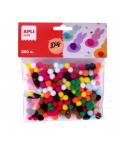 Apli Pack de 200 Mini Pompones de Ø 8mm - Ideal para Manualidades Escolares y Talleres Infantiles - Estimula la Imaginacion y Cr