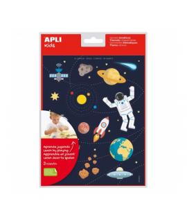 Apli Bolsa de Gomets Tematicos el Espacio - Adhesivo Removible - Desarrolla Habilidades Motoras - Ideal para Escuelas - Adhesivo