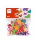 Apli Pack de 50 Mariposas de Goma EVA - Tamaños Surtidos - 6 Formas - con Purpurina - Ideal para Manualidades y Tarjetas - Color