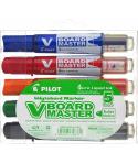 Pilot V-Board Master Begreen Pack de 5 Rotuladores para Pizarra Blanca - Punta Redonda 6mm - Trazo 2.3mm - 91% Plastico Reciclad