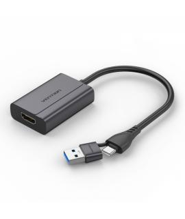 Vention Adaptador USB Tipo-C Macho a USB Macho/HDMI Hembra - Color Gris