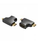 Vention Adaptador HDMI Hembra a Micro HDMI Macho - Mini HDMI Macho - Color Negro