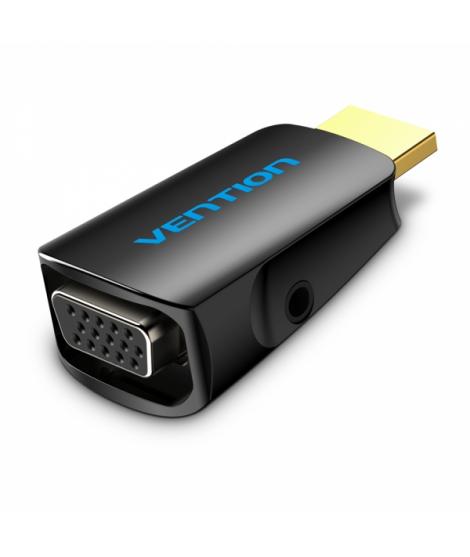 Vention Adaptador Conversor HDMI Macho a VGA Hembra con Audio Jack 3.5mm - Color Negro