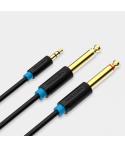 Vention Cable Estereo Jack 3.5 Macho a 2x Jack 6.5 Macho - 0.5m - Color Negro