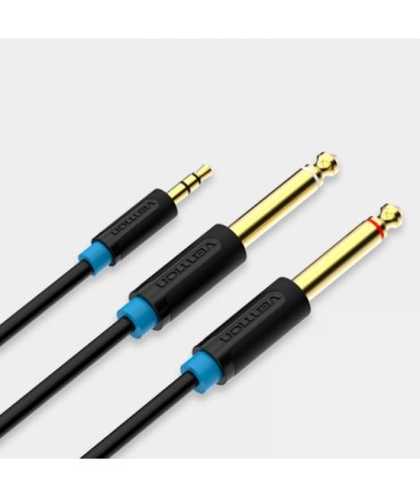 Vention Cable Estereo Jack 3.5 Macho a 2x Jack 6.5 Macho - 1m - Color Negro