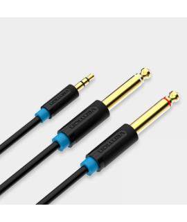 Vention Cable Estereo Jack 3.5 Macho a 2x Jack 6.5 Macho - 1.5m - Color Negro