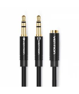 Vention Cable Estereo 2x Jack 3.5 Macho a Jack 3.5 Hembra - 0.3m - Color Negro