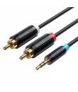 Vention Cable Estereo Jack 3.5 Macho a 2x RCA Macho - 1m - Color Negro