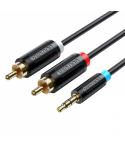 Vention Cable Estereo Jack 3.5 Macho a 2x RCA Macho - 1m - Color Negro