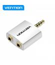 Vention Adaptador Audio Jack 3.5 Macho a 2x Jack 3.5 Hembra - Color Blanco