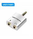 Vention Adaptador Audio Jack 3.5 Macho a 2x Jack 3.5 Hembra - Color Blanco