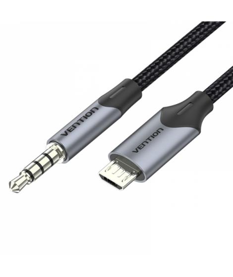 Vention Cable Audio MicroUSB Macho a Jack 3.5 Macho - 1.5m - Color Negro