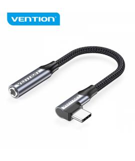 Vention Adaptador USB-C Macho a Jack 3.5mm Hembra en Angulo Recto - 0.1m - Aluminio Gris