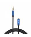 Vention Cable Extension Audio TRSS 3.5mm Macho a Hembra - 1.5m - Algodon Trenzado - Aluminio Azul