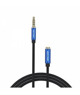 Vention Cable Extension Audio TRSS 3.5mm Macho a Hembra - 1.5m - Algodon Trenzado - Aluminio Azul