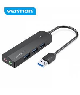 Vention HUB 6 en 1 USB3.0 a 3xUSB3.0/Tarjeta de sonido/MicroUSB Powered - 0.15m - Color Negro