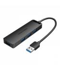 Vention HUB 5 en 1 USB 3.0 a 4xUSB3.0/MicroUSB Powered - 0.15m - Color Negro