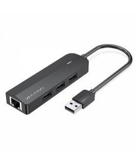 Vention HUB 5 en 1 USB 2.0 a 3xUSB2.0/MicroUSB/RJ45 - 0.15m - Color Negro