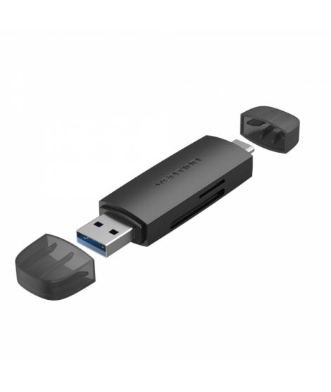 Vention Lector de Tarjetas Externo USB 3.0 y USB-C - Color Negro