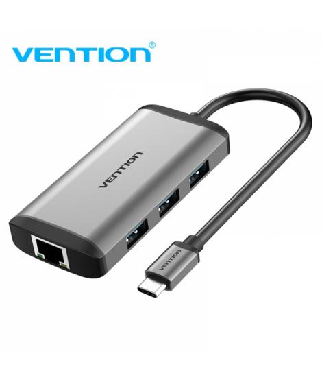 Vention Docking Station 6 en 1 USB-C a HDMI 4K/3xUSB3.0/RJ45/PD87W - 0.15m - Color Gris