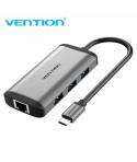 Vention Docking Station 6 en 1 USB-C a HDMI 4K/3xUSB3.0/RJ45/PD87W - 0.15m - Color Gris