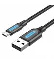 Vention Cable USB 2.0 Macho a MicroUSB Macho - 0.5m - 3A 60W 480Mbps - Color Negro