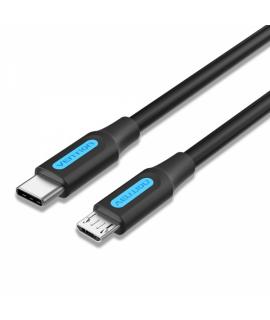 Vention Cable USB-C Macho a MicroUSB Macho - 0.5m - 2A 10W 480Mbps - Color Negro