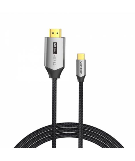 Vention Cable USB-C Macho a HDMI 2.0 Macho 4K - 1.5m - Algodon Trenzado - Aluminio Negro