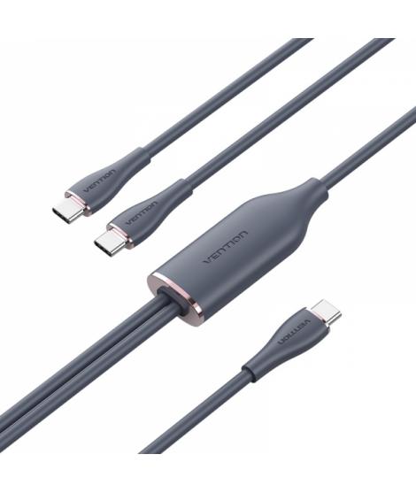 Vention Cable USB-C Macho a 2xUSB-C Macho - 1.5m - Color Negro