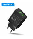 Vention Cargador de Pared 2xUSB-A 3A 18W - Carga rapida - Color Negro