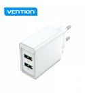 Vention Cargador de Pared 2xUSB-A 3A 18W - Carga rapida - Color Blanco