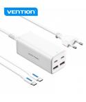 Vention Cargador GaN de Sobremesa 4 Puertos FBSBG-EU PD100W con Kit de Cable - EU - Color Blanco