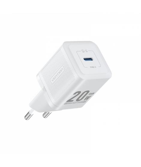 Vention Cargador de Pared GaN USB-C 20W - Carga rapida EU - Color Blanco