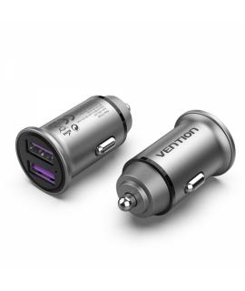 Vention Cargador de Coche 30W 2xUSB (A) QC3.0 5A - Diseño Mini - Aluminio Gris