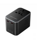 Vention Adaptador de Viaje Universal GaN 65W - 3 Puertos USB (C+C+A 65W/65W/30W) - Color Negro