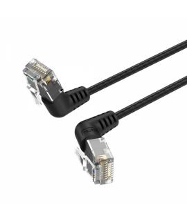 Vention Cable de Red UTP RJ45 Slim Cat.6A Cabeza Rotatoria 360º Angulo Recto - 0.5m - Color Negro