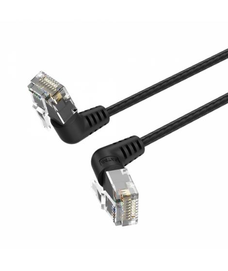 Vention Cable de Red UTP RJ45 Slim Cat.6A Cabeza Rotatoria 360º Angulo Recto - 0.5m - Color Negro