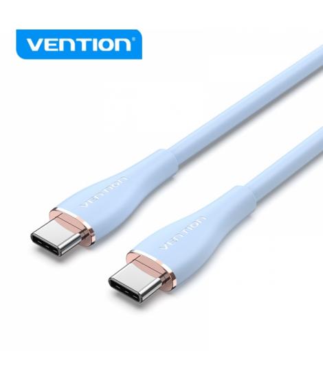 Vention Cable USB-C Macho a USB-C Macho - 1m - 5A 100W 480Mbps - Color Azul Silicona