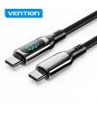 Vention Cable USB-C Macho a USB-C Macho - 1.2m 5A PD100W con Pantalla LED - Color Negro