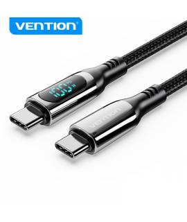 Vention Cable USB-C Macho a USB-C Macho - 1.2m 5A PD100W con Pantalla LED - Color Negro