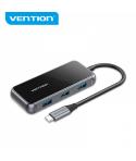 Vention HUB 5 en 1 USB-C a USB3.0*4/PD - 0.15m - Color Gris Piano