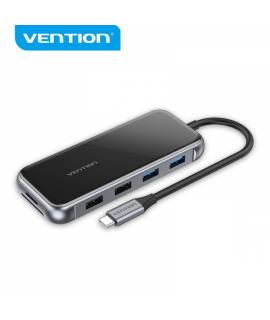 Vention Docking Station 10 en 1 USB-C a HDMI 4K/VGA/2xUSB2.0/2xUSB3.0/RJ45/Lector SD/MicroSD/PD100W - 0.15m - Color Gris