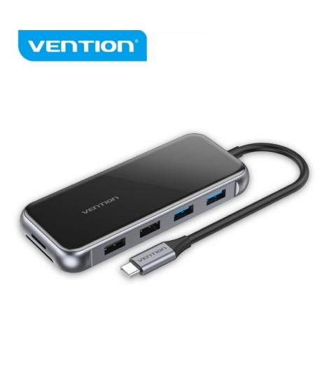 Vention Docking Station 10 en 1 USB-C a HDMI 4K/VGA/2xUSB2.0/2xUSB3.0/RJ45/Lector SD/MicroSD/PD100W - 0.15m - Color Gris