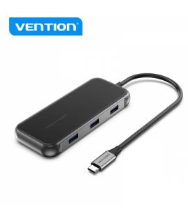 Vention Docking Station 7 en 1 USB-C a HDMI 4K/VGA/USB3.0x3/RJ45/PD - 0.15m - Color Gris Espejo