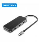 Vention Docking Station 7 en 1 USB-C a HDMI 4K/VGA/USB3.0x3/RJ45/PD - 0.15m - Color Gris Espejo