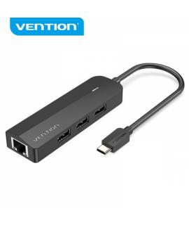 Vention HUB 5 en 1 USB-C a 3xUSB2.0/RJ45/Micro B Powered - 0.15m - Color Negro