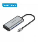 Vention HUB 6 en 1 USB-C a 3xUSB3.0/TF/SD/PD - 0.15m - Aluminio Gris