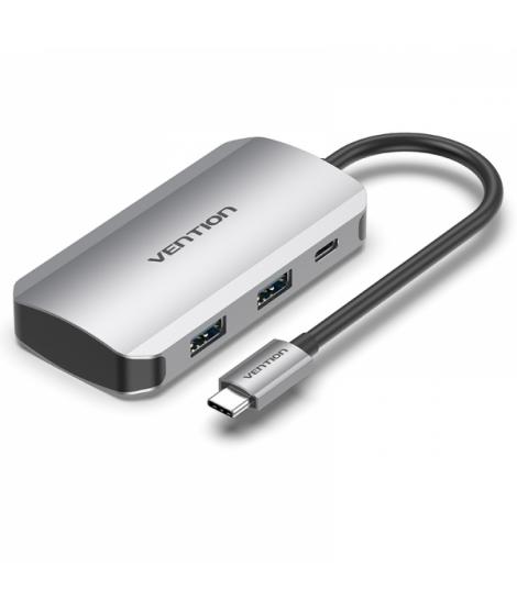 Vention HUB 5 en 1 USB-C a 4xUSB3.0/PD100W - 0.15m - Color Gris